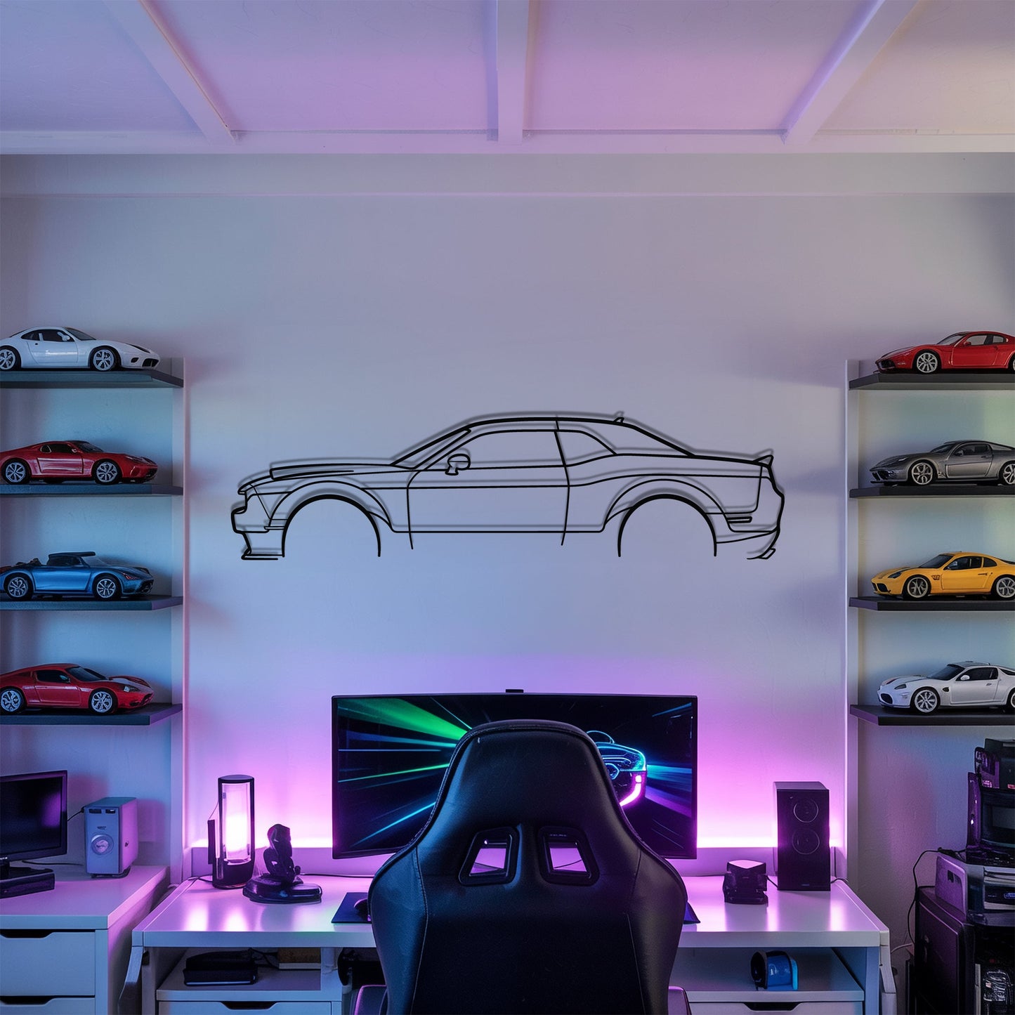 Challenger SRT Demon – Kovová dekorácia na stenu auta