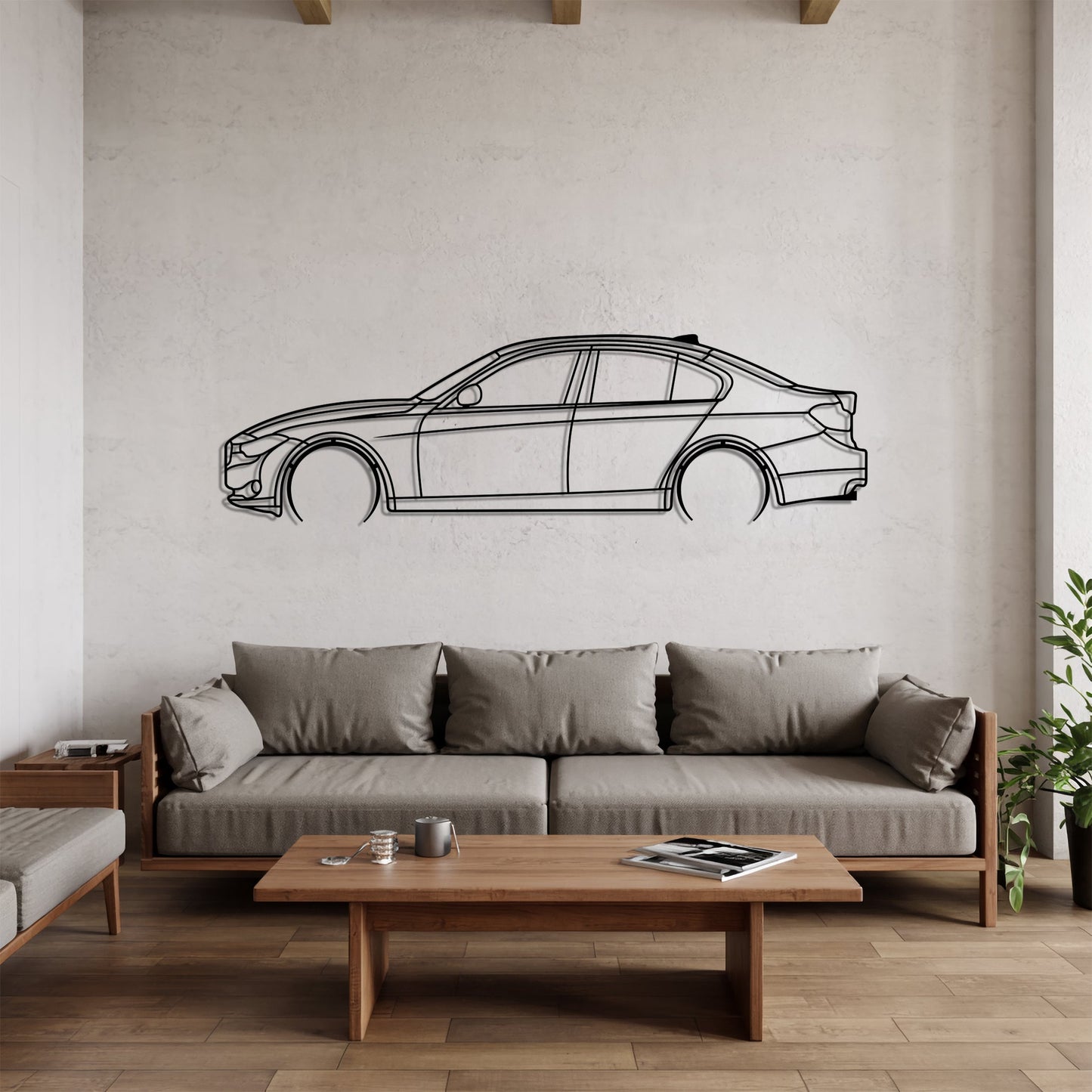 F30 Sedan Detailed – Kovová dekorácia na stenu auta