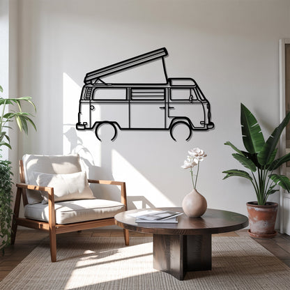 Westfalia T2 pop-top – Kovová dekorácia na stenu karavanu