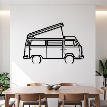 Westfalia T2 pop-top – Kovová dekorácia na stenu karavanu