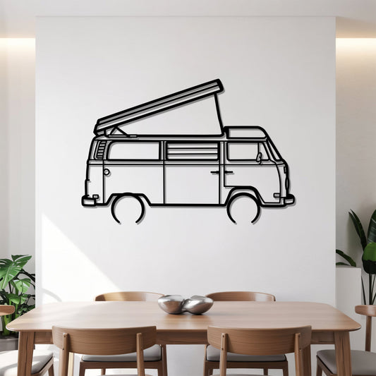 Westfalia T2 pop-top – Kovová dekorácia na stenu karavanu