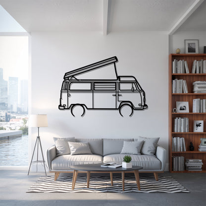 Westfalia T2 pop-top – Kovová dekorácia na stenu karavanu