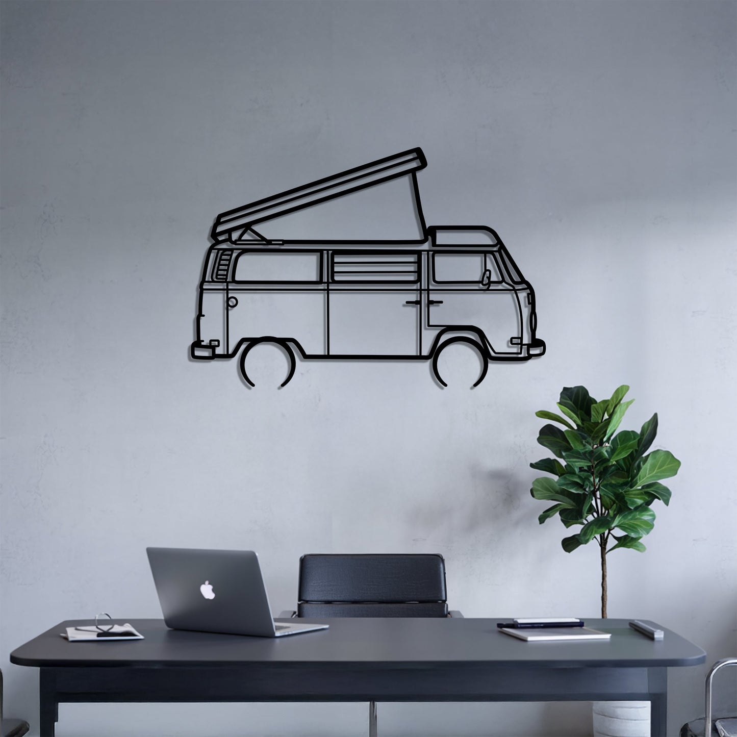 Westfalia T2 pop-top – Kovová dekorácia na stenu karavanu