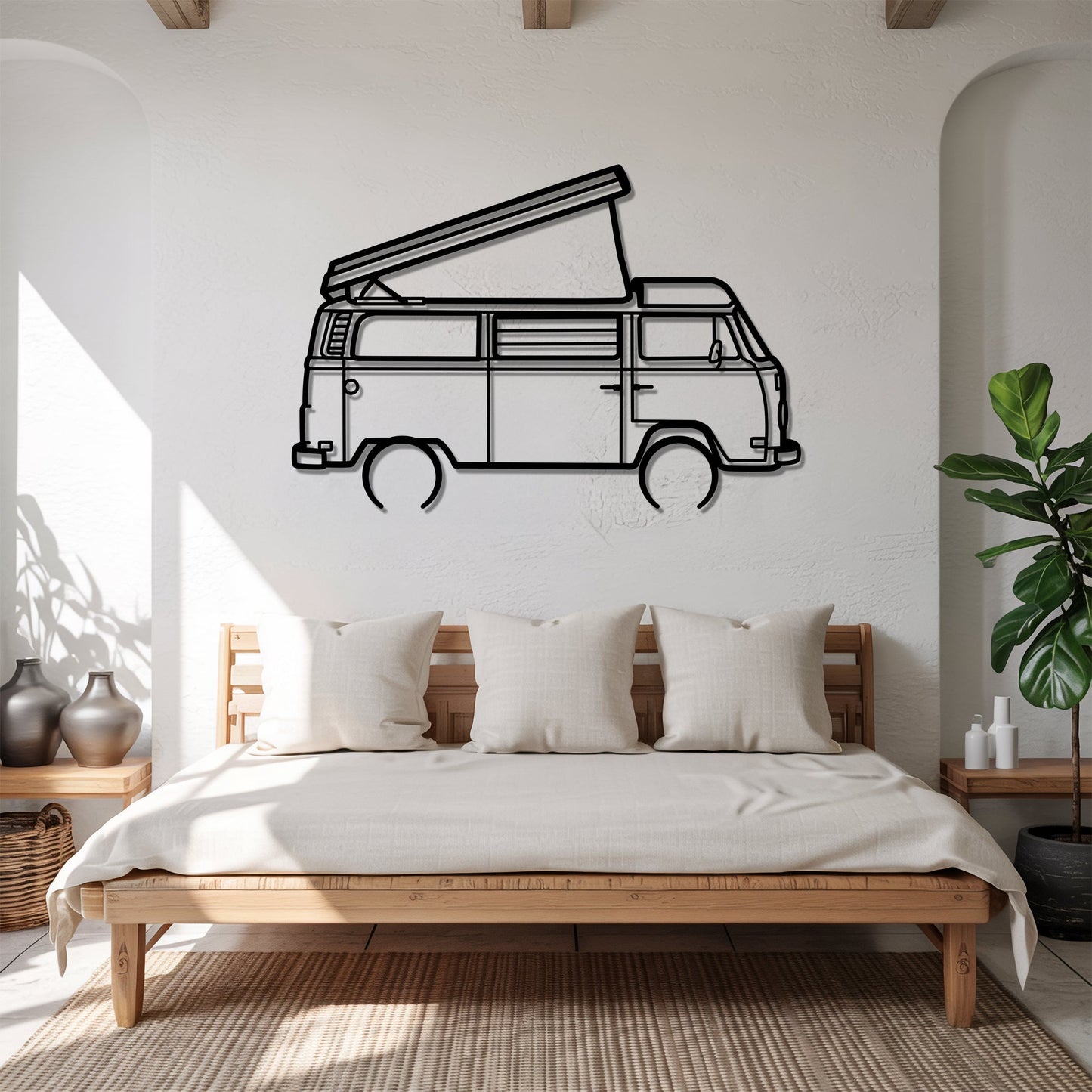 Westfalia T2 pop-top – Kovová dekorácia na stenu karavanu