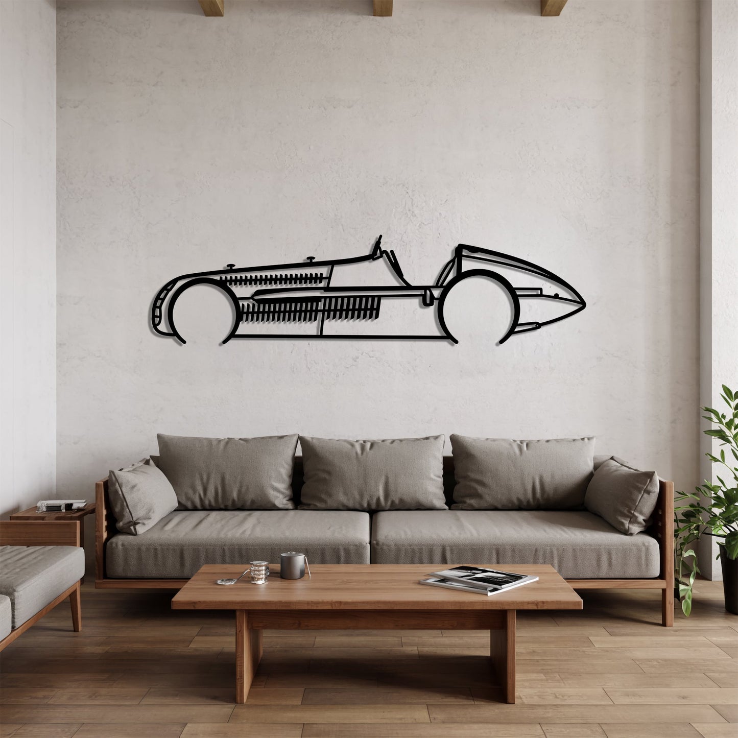 1950 Alfa 158 F1 – Kovová dekorácia na stenu auta