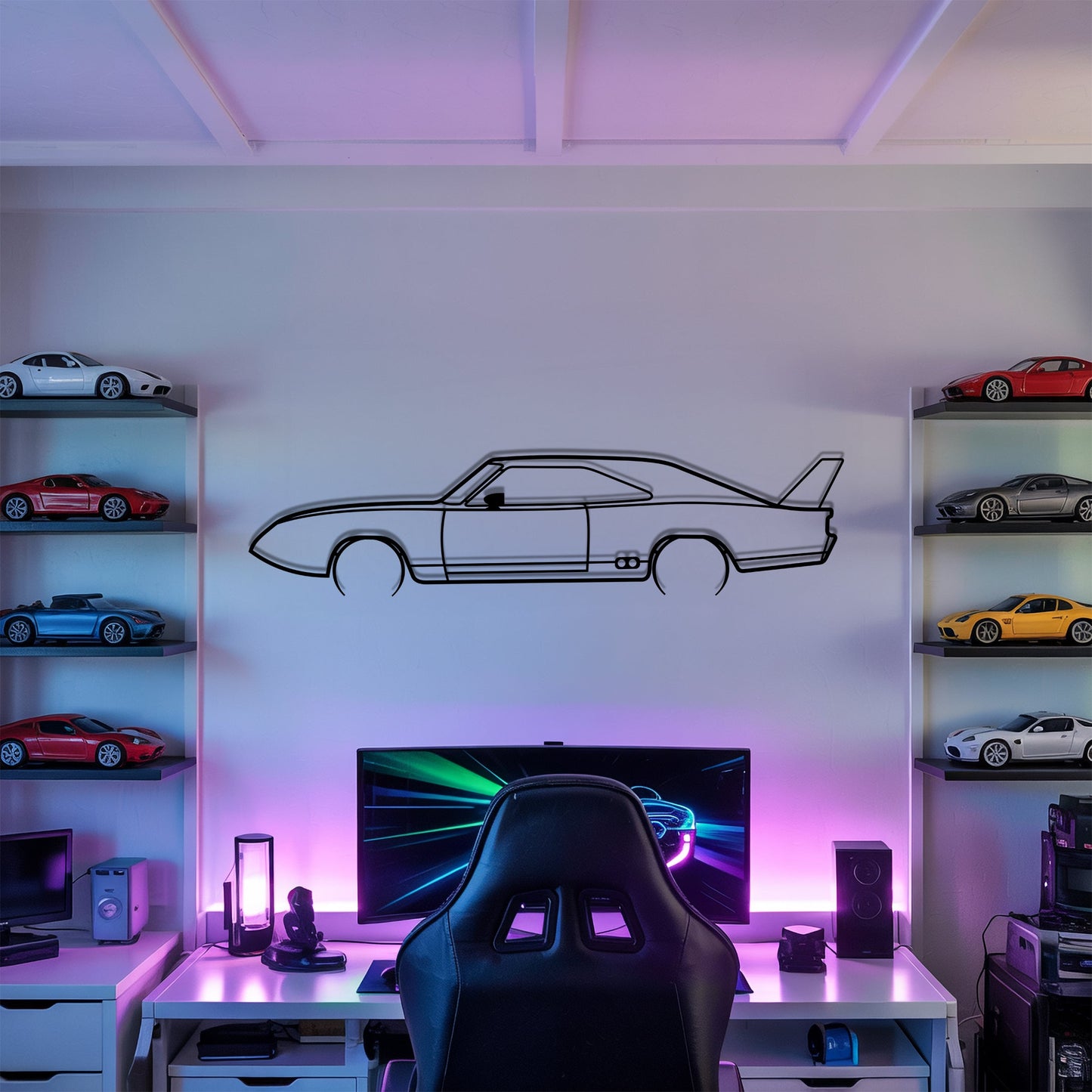 Charger Daytona Detailed – Kovová dekorácia na stenu auta