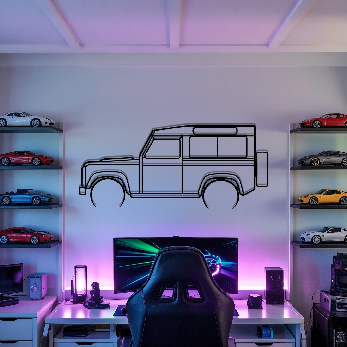 Defender 90 Detailed – Kovová dekorácia na stenu auta