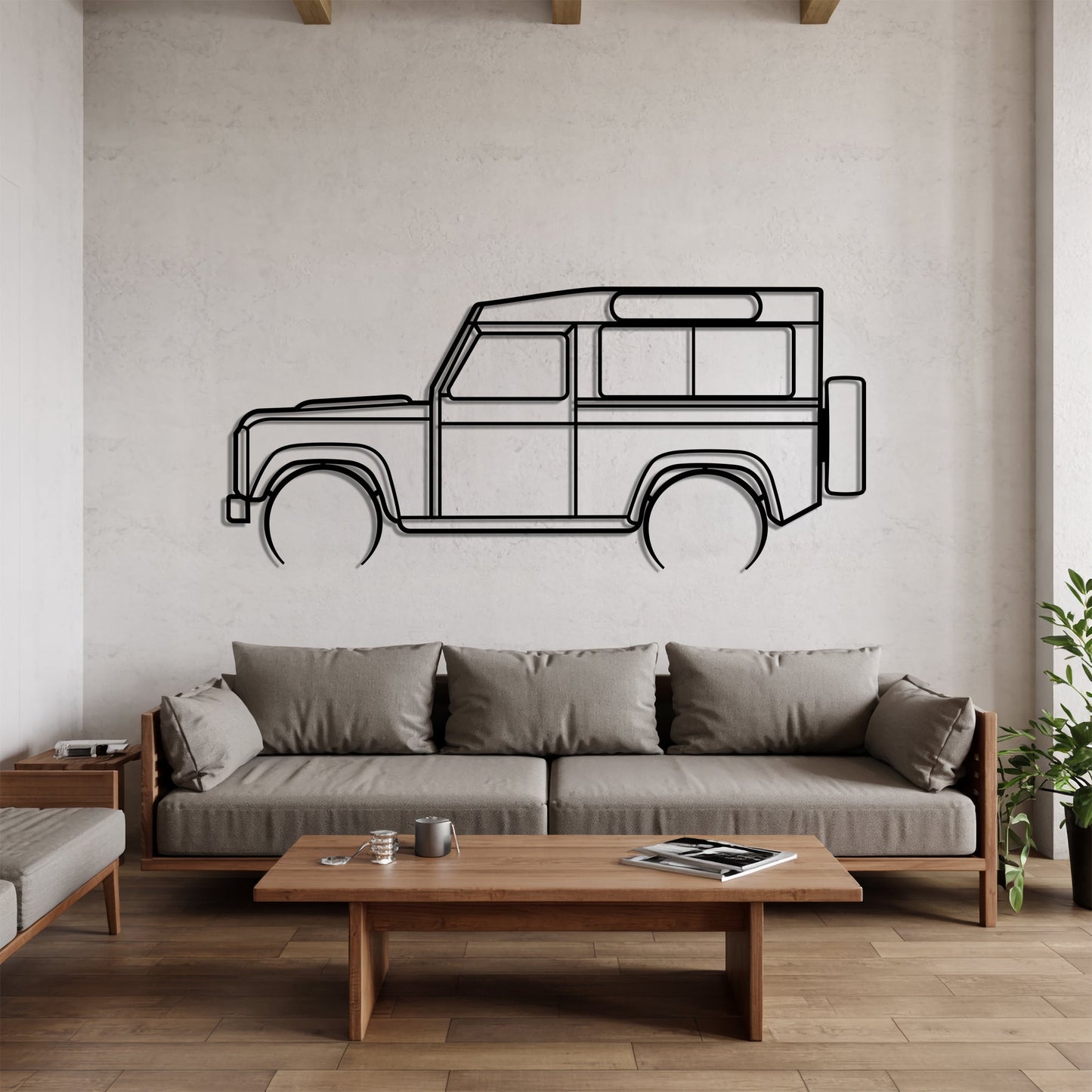 Defender 90 Detailed – Kovová dekorácia na stenu auta