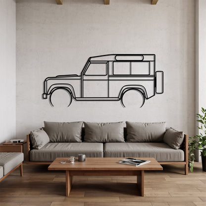 Defender 90 Detailed – Kovová dekorácia na stenu auta