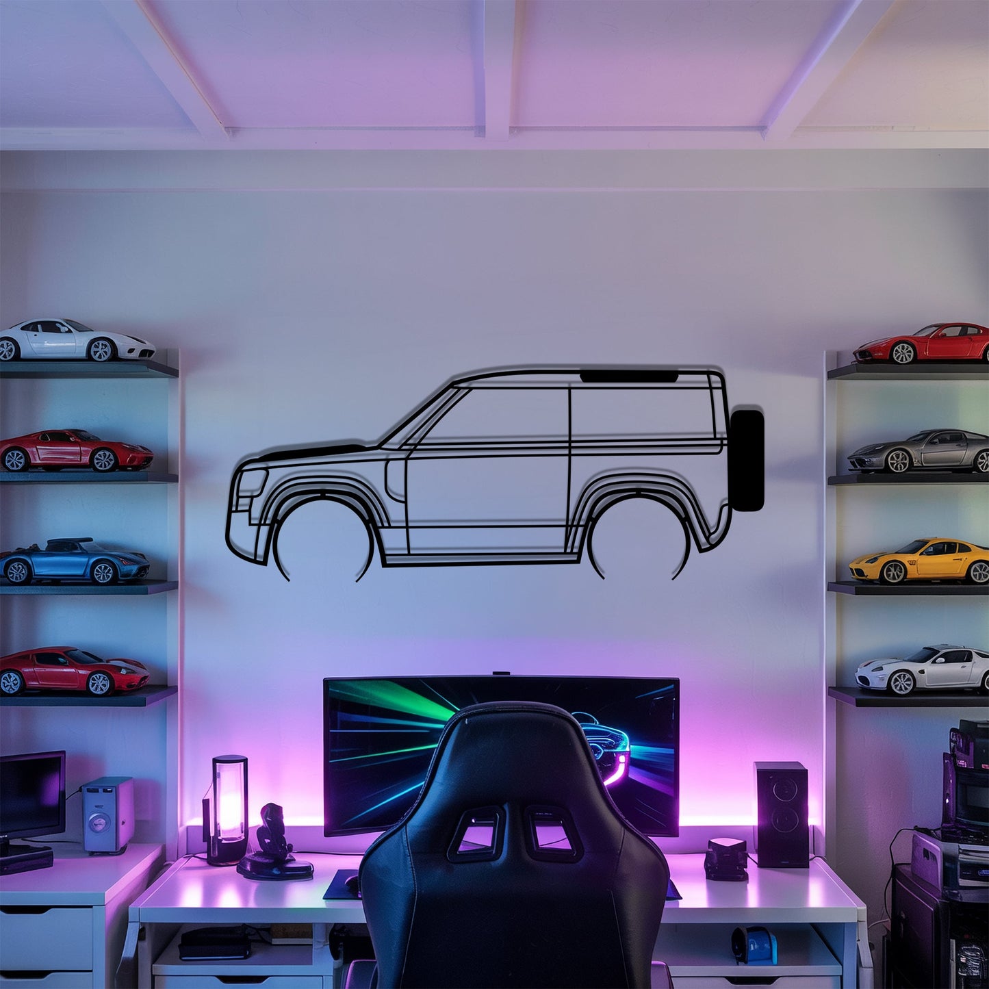 Defender II 90 Detailed – Kovová dekorácia na stenu auta