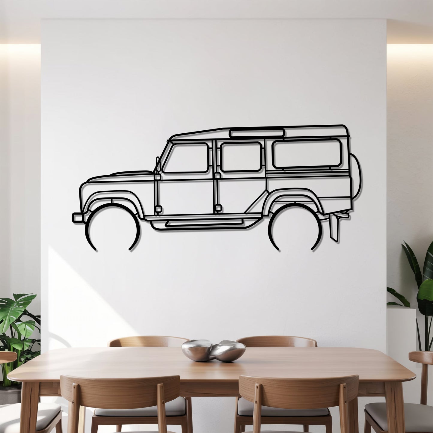 Defender profil Detailed – Kovová dekorácia na stenu auta