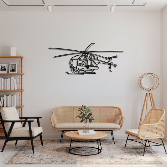 MH-16 Little Bird – Kovová dekorácia na stenu helikoptéry