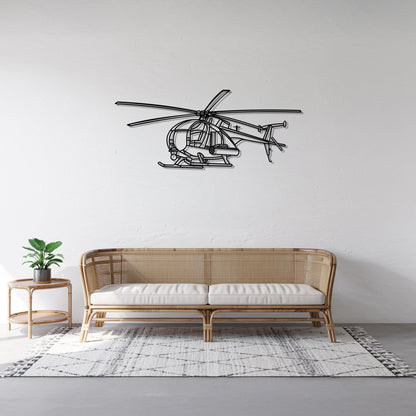 MH-16 Little Bird – Kovová dekorácia na stenu helikoptéry
