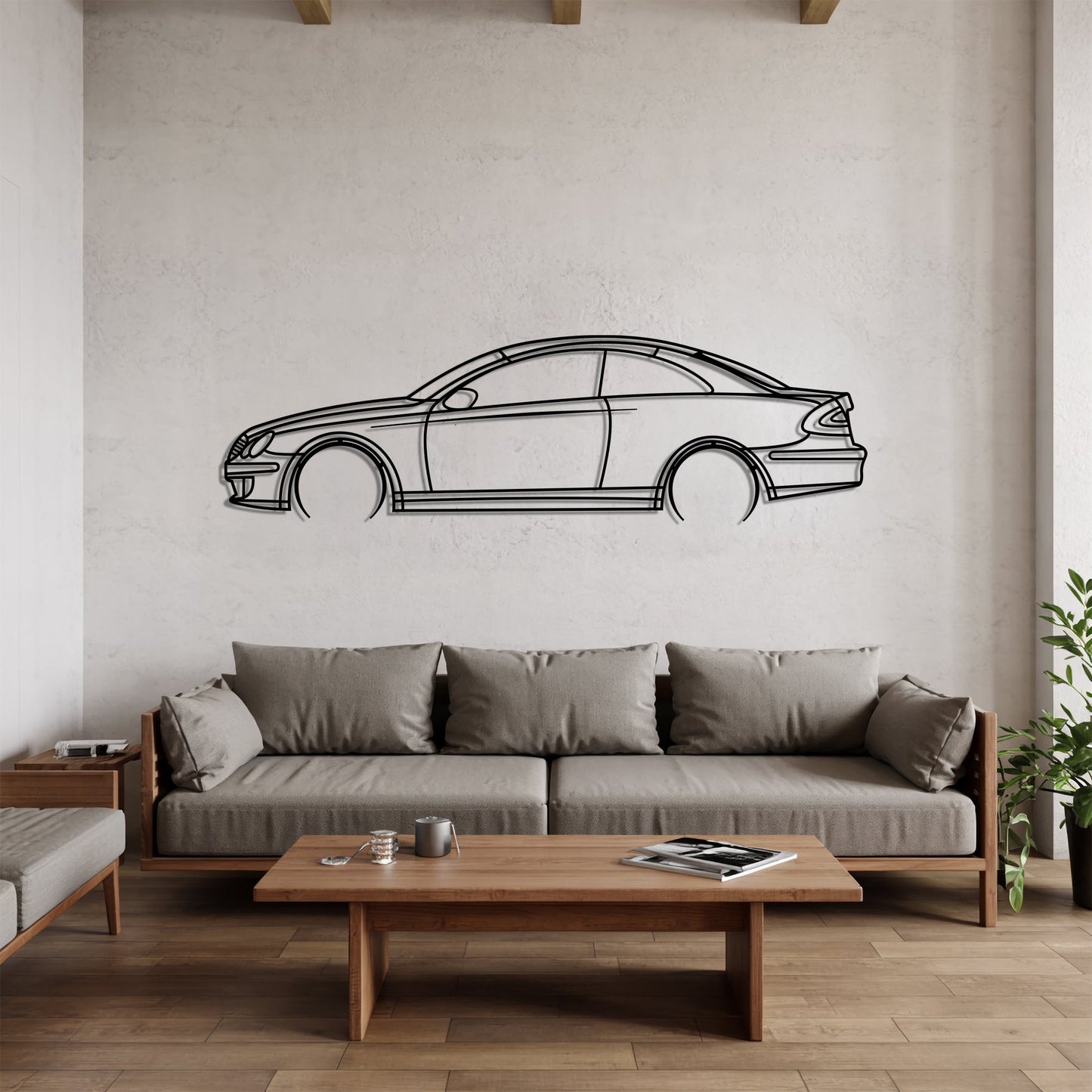 CLK W209 Detailed – Kovová dekorácia na stenu auta
