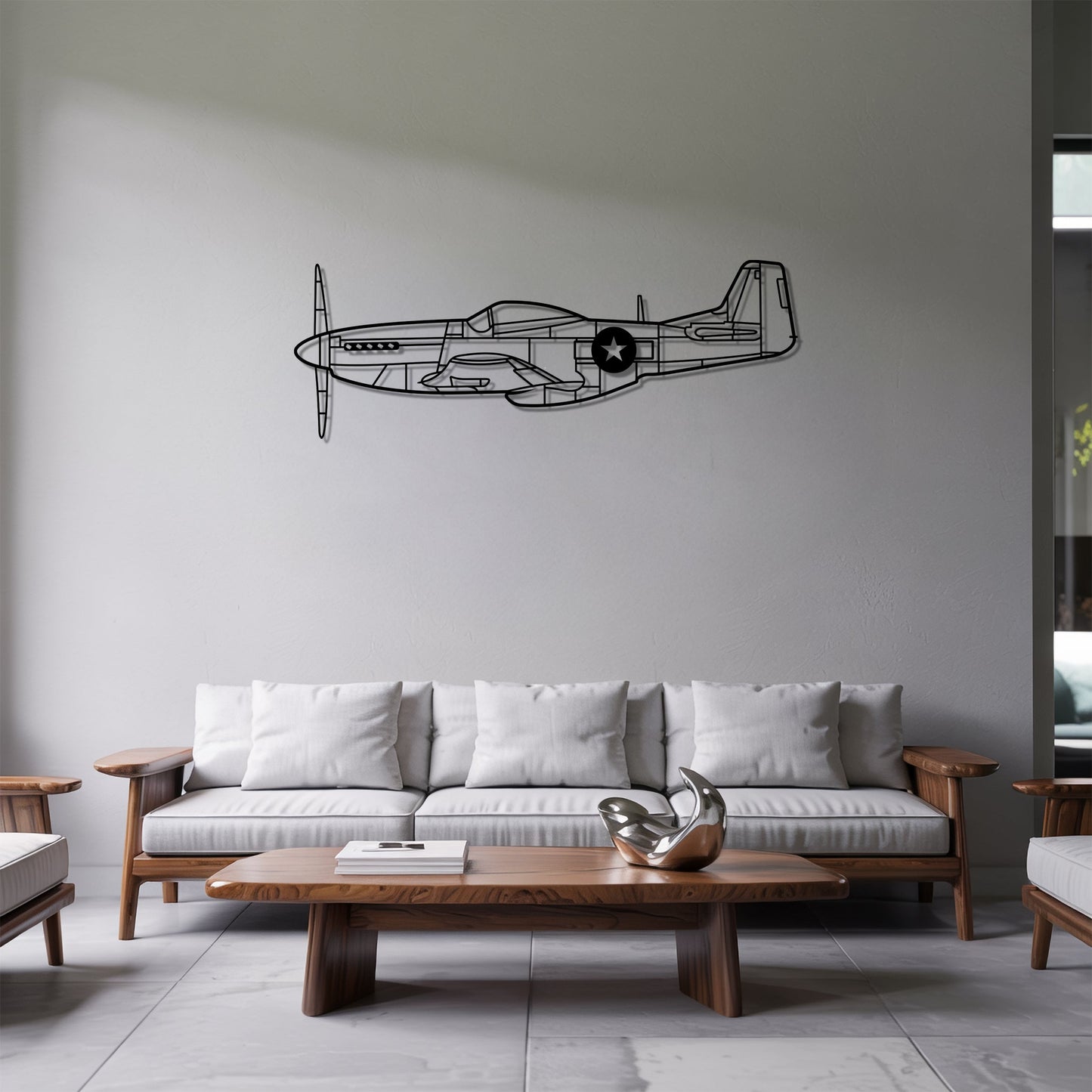 P-51 Mustang – Kovová dekorácia na stenu lietadla