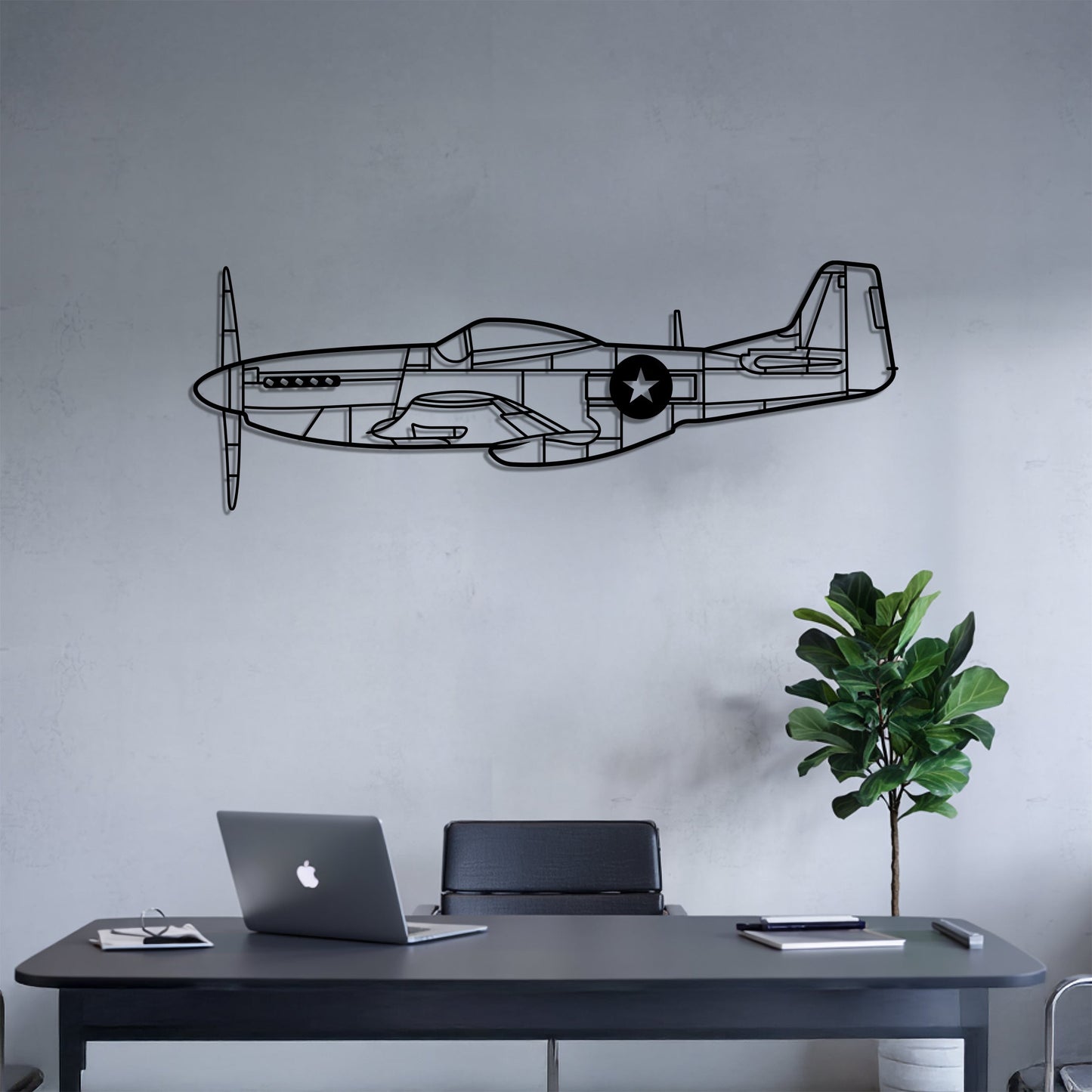 P-51 Mustang – Kovová dekorácia na stenu lietadla