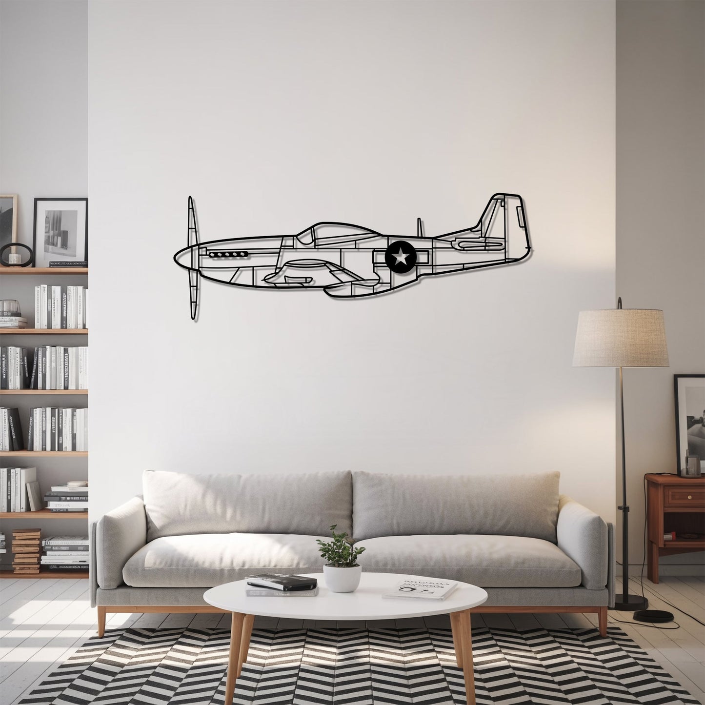 P-51 Mustang – Kovová dekorácia na stenu lietadla