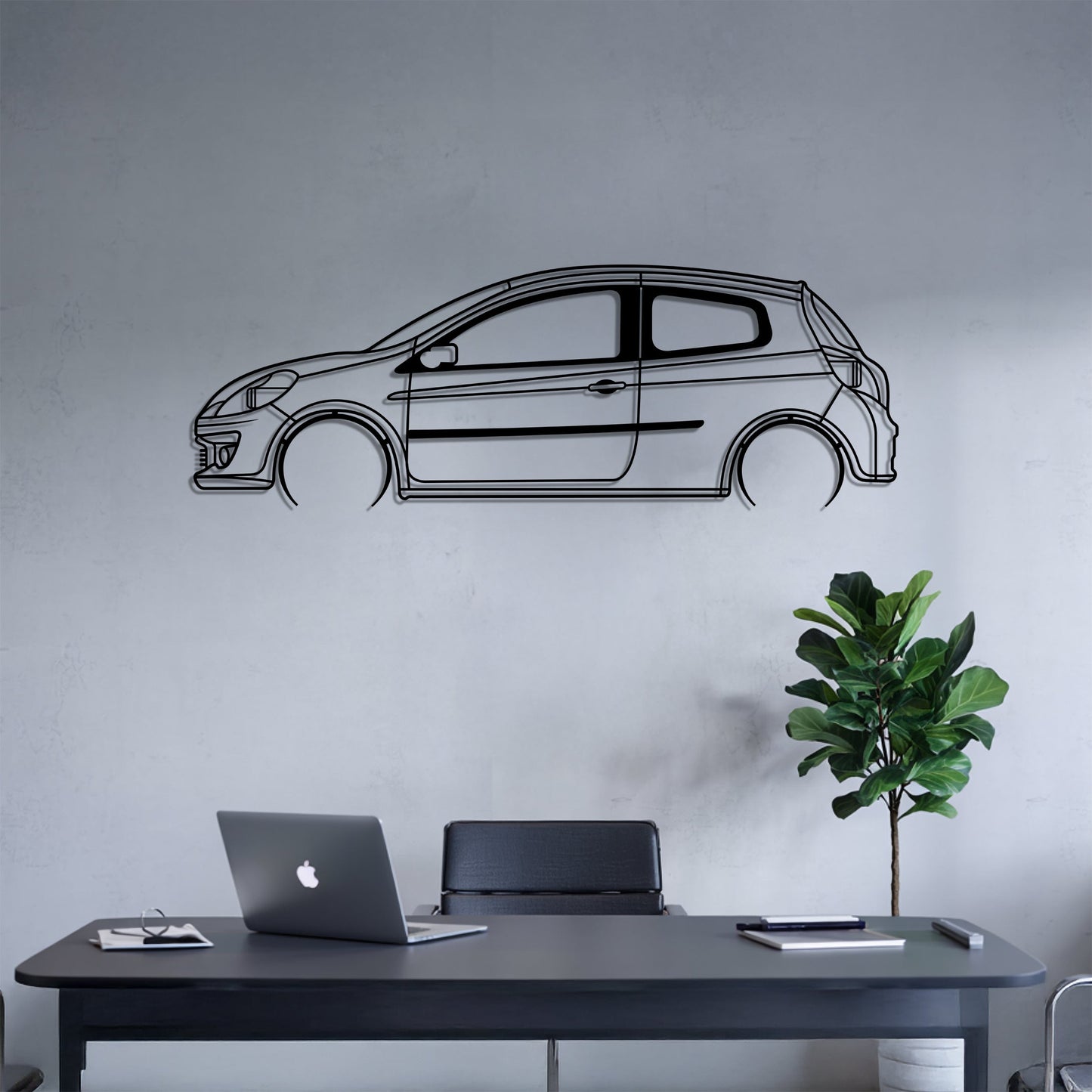 Clio III 2-door Detailed – Kovová dekorácia na stenu auta