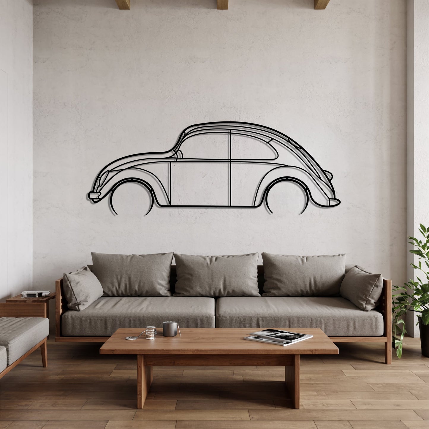 Beetle Detailed – Kovová dekorácia na stenu auta