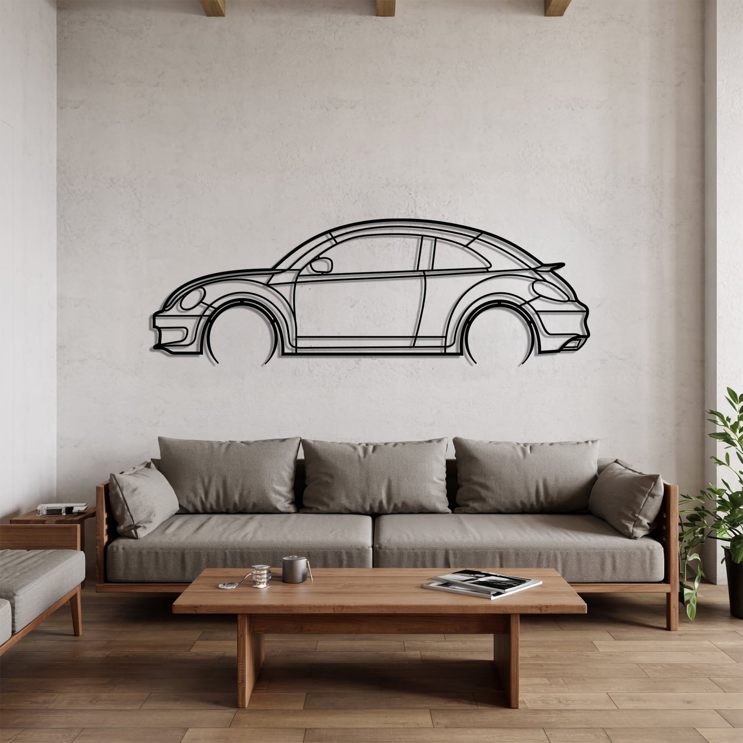 Beetle Turbo Detailed – Kovová dekorácia na stenu auta