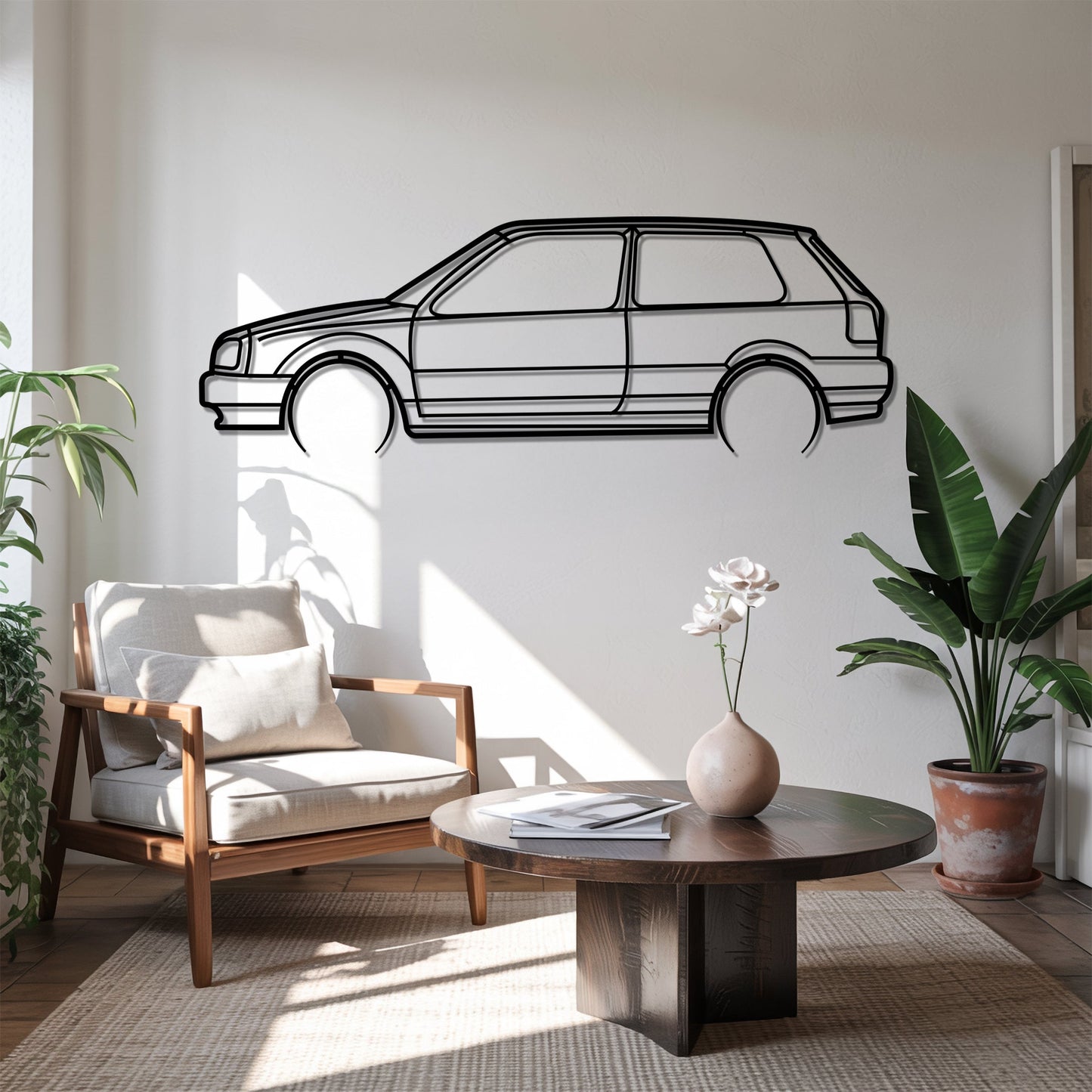 Golf III Detailed – Kovová dekorácia na stenu auta