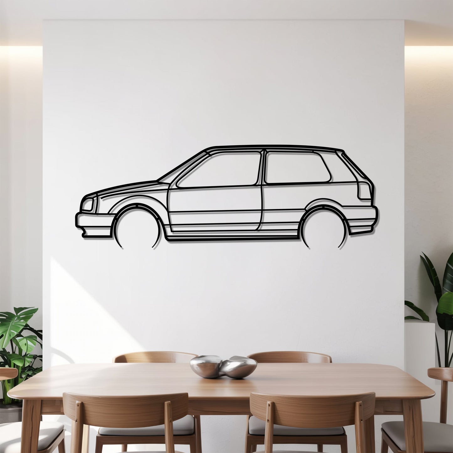 Golf III Detailed – Kovová dekorácia na stenu auta