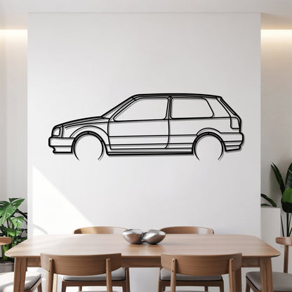 Golf III Detailed – Kovová dekorácia na stenu auta